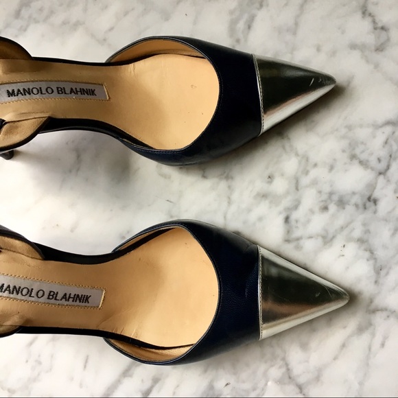 Manolo Blahnik Shoes - Manolo Blahnik Silver Cap Toe Heels